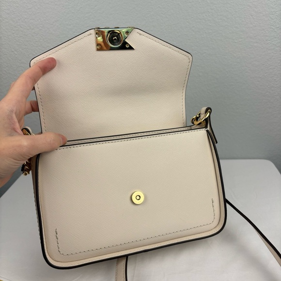 MICHAEL KORS Sylvia Light Cream Leather Small Flap Crossbody Bag - Picture 8 of 11
